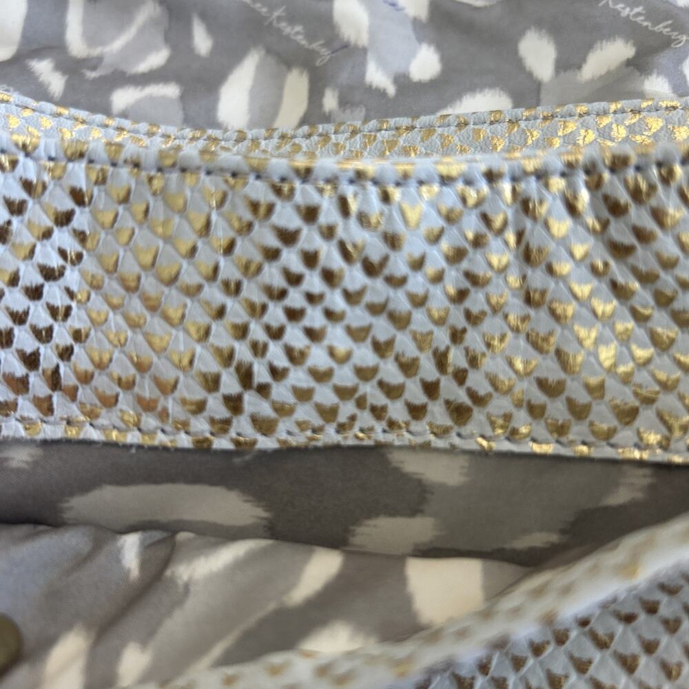 Aimee Kestenberg All For Love Leather Cream & Gold Python Crossbody Bottom Studs - Picture 5 of 12